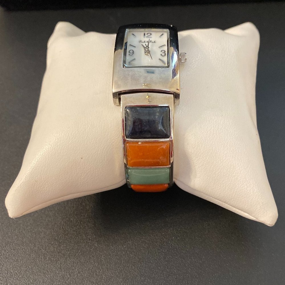 Peck & Peck Women’s Silver Tone Quartz Cuff Watch